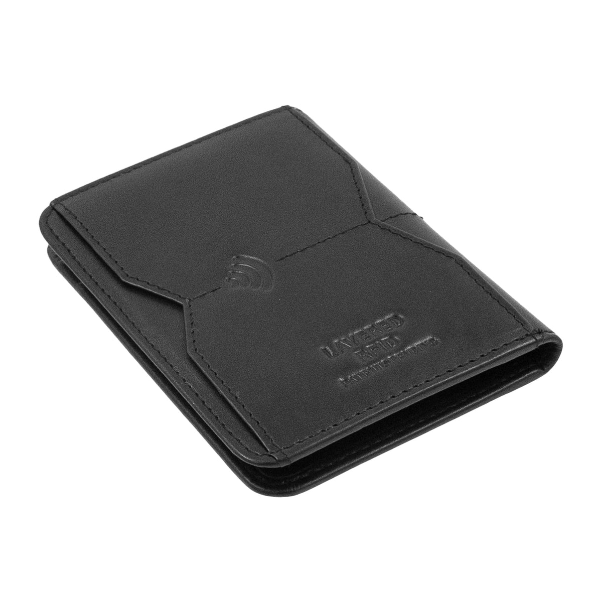 WI FOLD High-Performance Leather Wallet - Contactless and Biometric Payments - 9 Card Bifold - Layered RFID Protection - Minimalistic Credit Card Holder